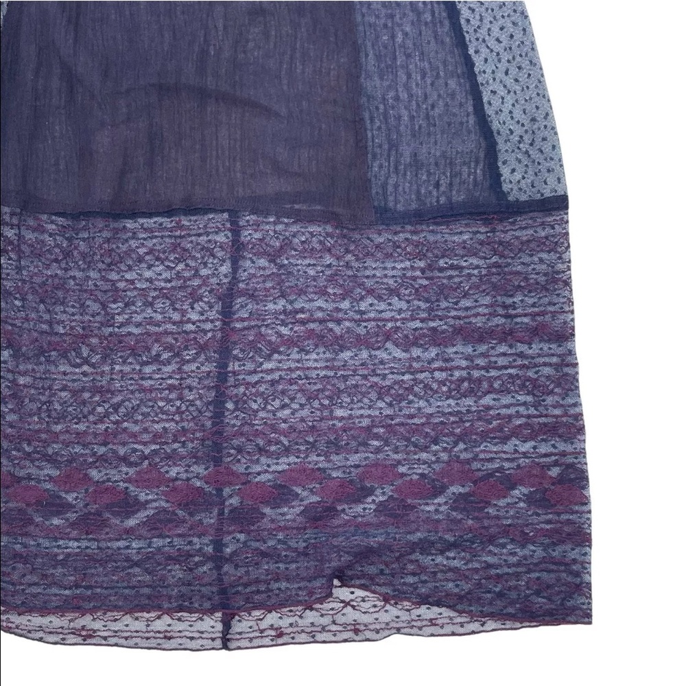 Free People Navy Blue Sheer Swiss Dot Gauze Maxi Dress Boho Oversized A-Line XS - Picture 9 of 12